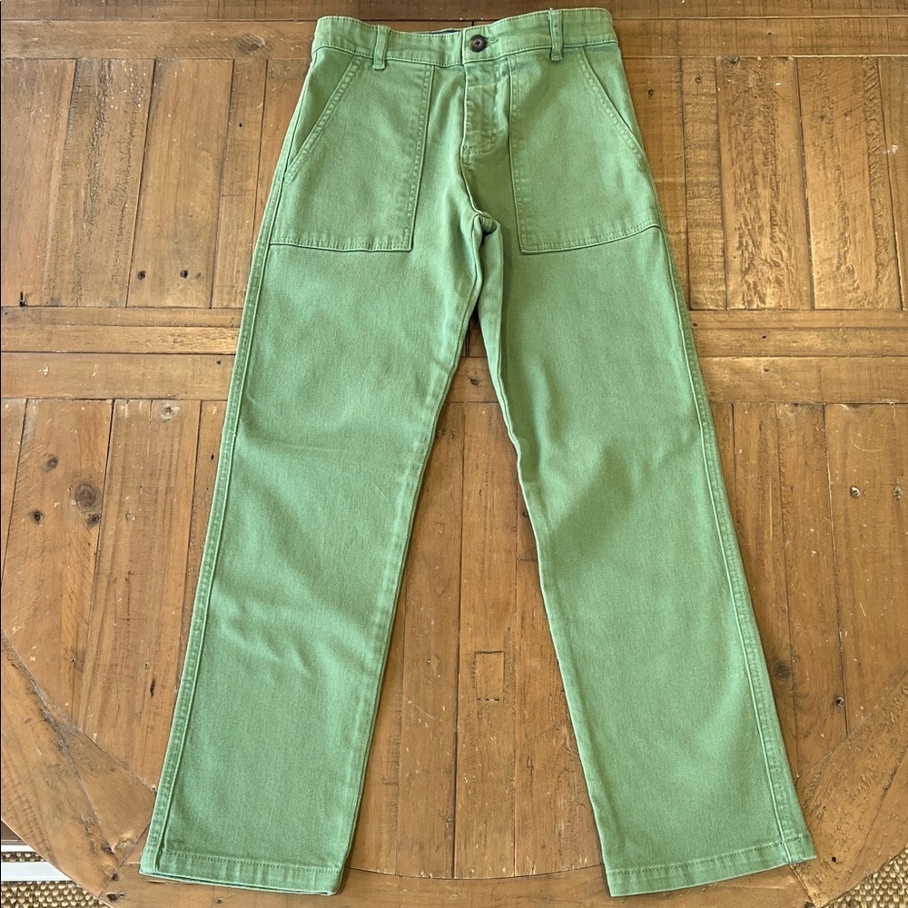 Mini Boden green straight leg flat front pants girls 11 new without tag